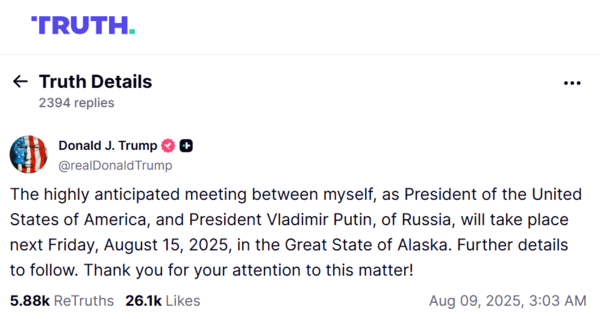 Трамп "Путинмен Аляскада кездесетін болдық" дейді