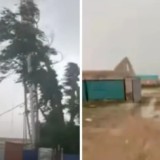 Ақтөбеде қатты желден мұнара дүкеннің үстіне құлады