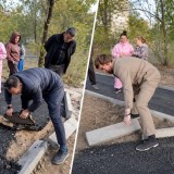 Степногорскіде жаңа төселген асфальт қолмен үгітілді