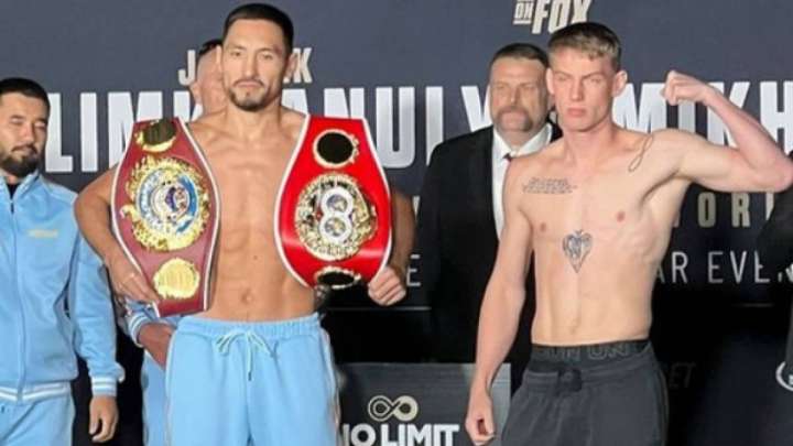 Қазақстандық боксшы Жәнібек Әлімханұлы салмақ өлшеу рәсімінен өтті