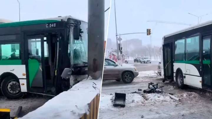 Астанада автобус бетонға соғылды  (ВИДЕО)