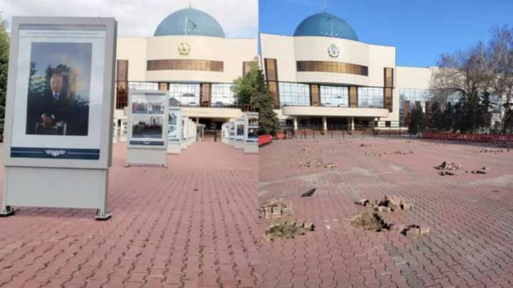 Назарбаевтың суреттері Астанадағы алаңнан алып тасталған. Әкімдік не дейді?