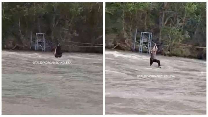 Өзеннен арқан арқылы өтпек болған адам суға құлап жоғалды