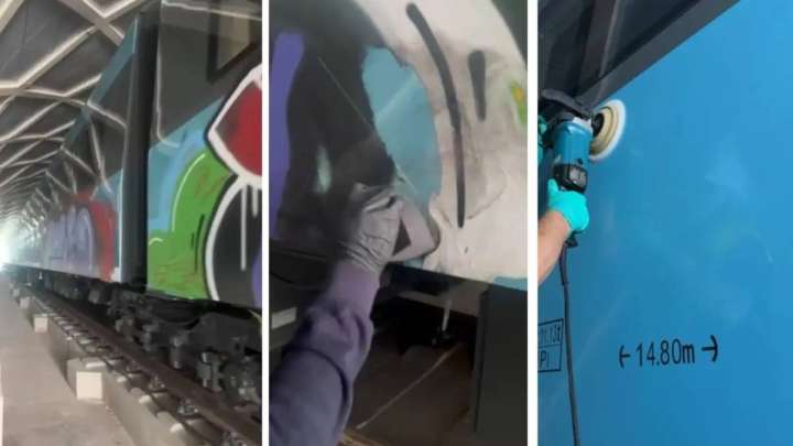 Вандалдар бүлдірген LRT вагондарының тазаланды