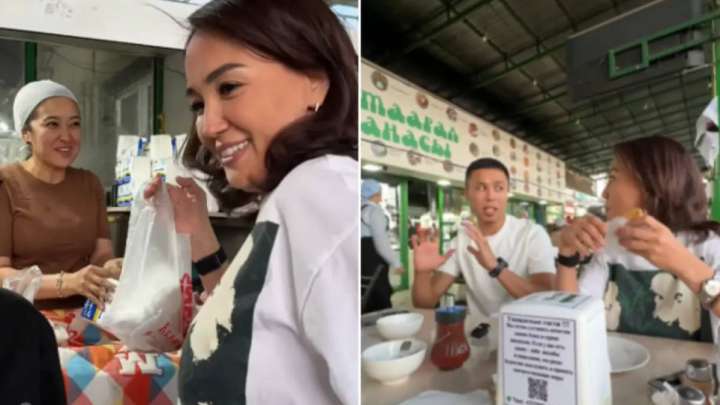 Сәкен Бибосынов пен Ләйлә Сұлтанқызы самса жеуге барды