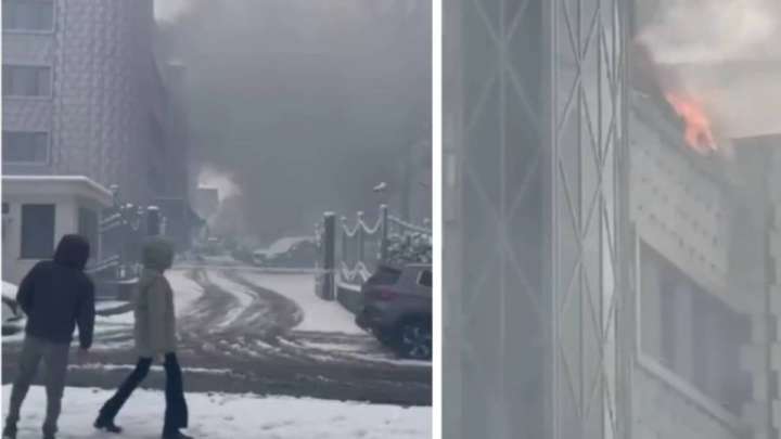 Алматыда бос тұрған көпқабатты ғимарат өртенді