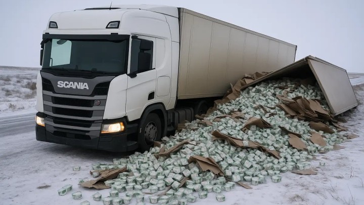 Маңғыстауда йогурт тиеген жүк көлігі аударылып кетіп, оны халыққа тегін таратып берді