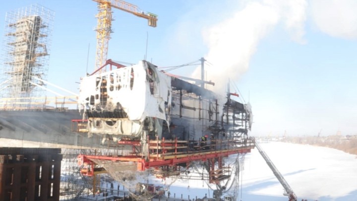 Павлодарда салынып жатқан көпір қайтадан өртенді