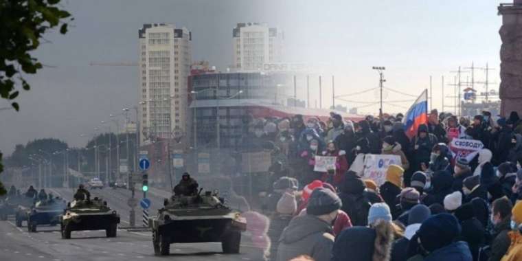 Путиннің БТР-лары және Навальныйды қолдаушылар