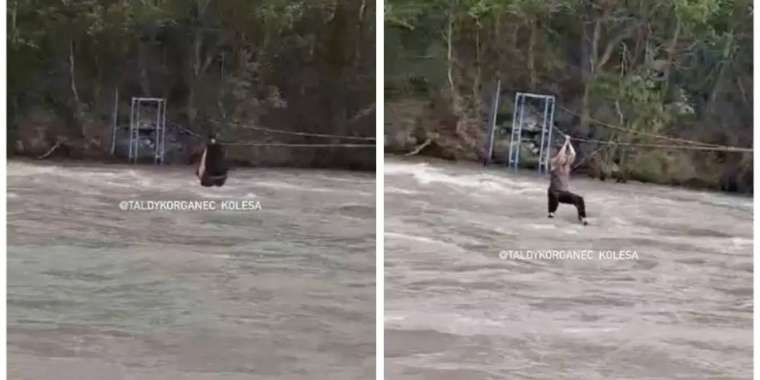 Өзеннен арқан арқылы өтпек болған адам суға құлап жоғалды