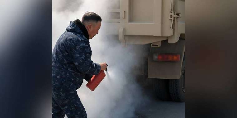 Абай облысында 20 тонна көмір тиеген жүк көлігі өртеніп кете жаздады