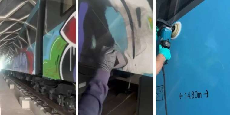 Вандалдар бүлдірген LRT вагондарының тазаланды