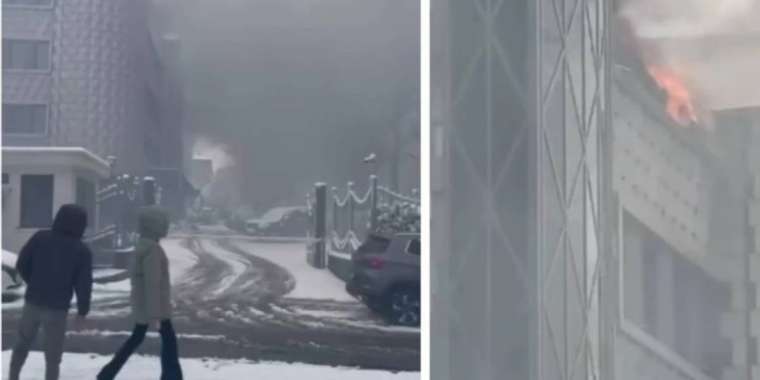 Алматыда бос тұрған көпқабатты ғимарат өртенді