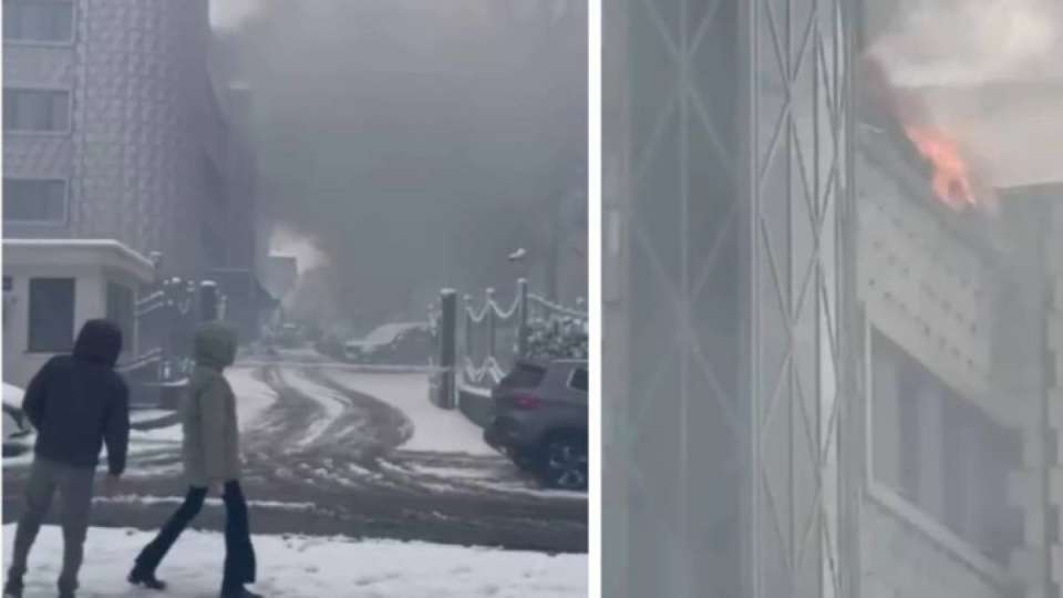 Алматыда бос тұрған көпқабатты ғимарат өртенді