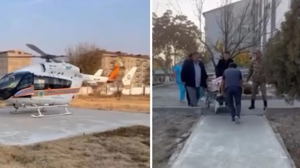 Жетісайда өрттен зардап шеккендердің бірі тікұшақпен Шымкентке жеткізілді