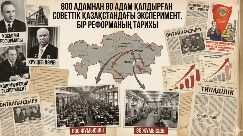 800 адамнан 80 адам қалдырған советтік Қазақстандағы эксперимент. Бір реформаның тарихы