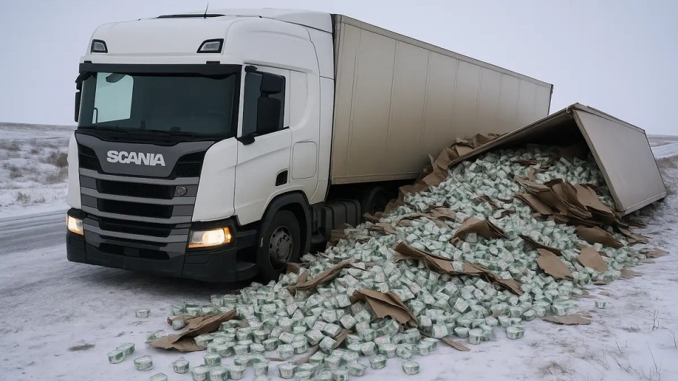 Маңғыстауда йогурт тиеген жүк көлігі аударылып кетіп, оны халыққа тегін таратып берді