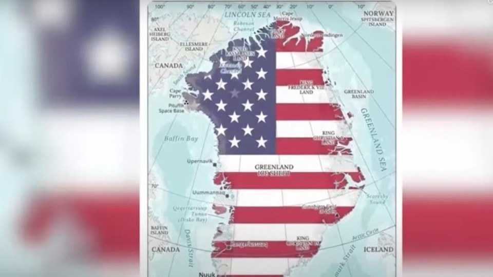 АҚШ туының түсіне боялған Гренландия картасы дау тудырды