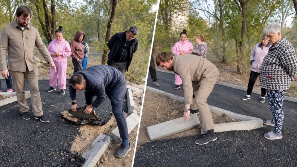 Степногорскіде жаңа төселген асфальт қолмен үгітілді